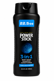 Power Stick 3-in-1 Body Wash, Shampoo & Conditioner – Cool Blue Water – 22.5 fl oz