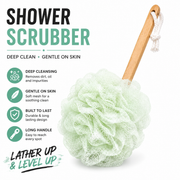 Long Handle Shower Scrubber – Soft Mesh Bath Loofah for Deep Cleansing & Hard-to-Reach Areas