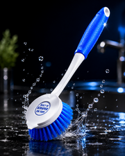 Long Handle Scrub Brush with Built-In Scraper – Heavy Duty Cleaning Brush for Kitchen, Bathroom & Household Cleaning