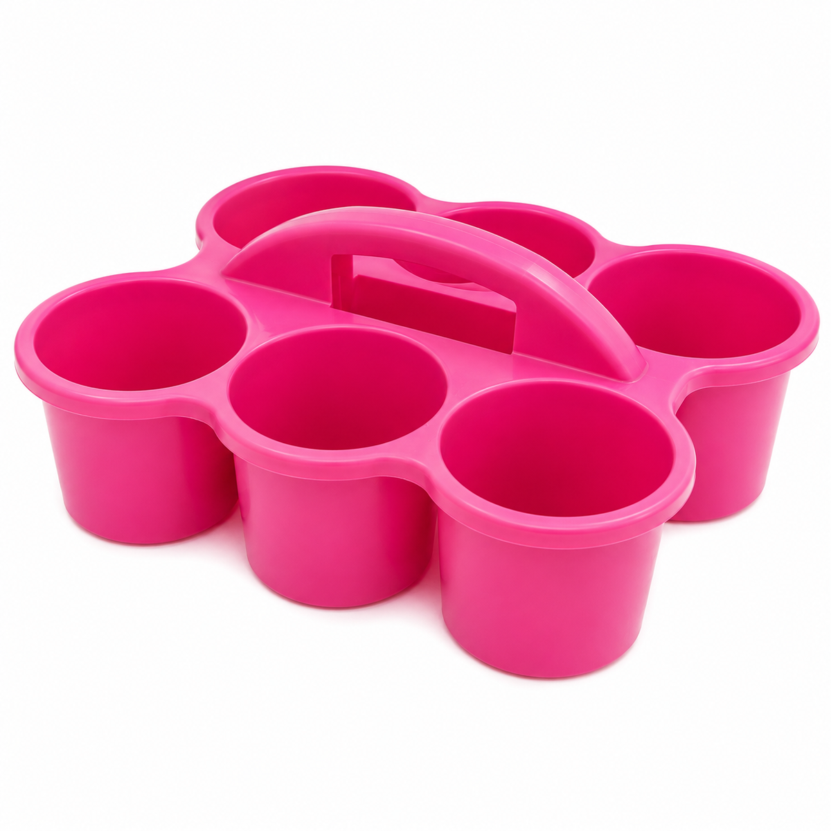 Pink 6-Compartment Portable Storage Caddy with Carry Handle