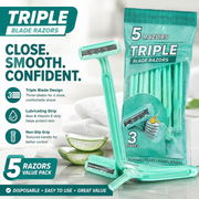 Triple Blade Disposable Razors – 5 Pack