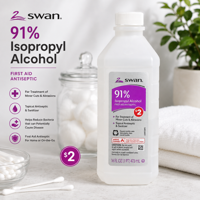 Swan 91% Isopropyl Alcohol First Aid Antiseptic – 16 fl oz