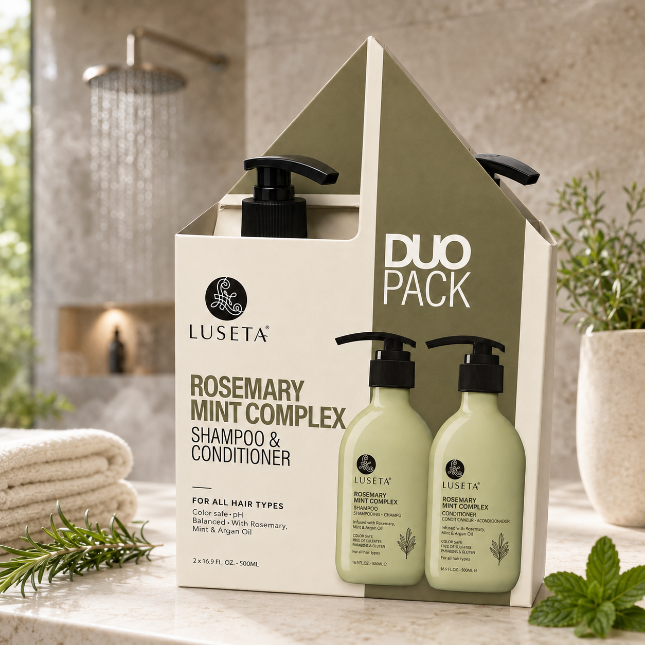 Luseta Rosemary Mint Complex Shampoo & Conditioner Duo Pack – 16.9 fl oz Each