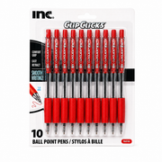 ClipClicks 10-Pack Retractable Ballpoint Pens – Red Ink, 1.0mm