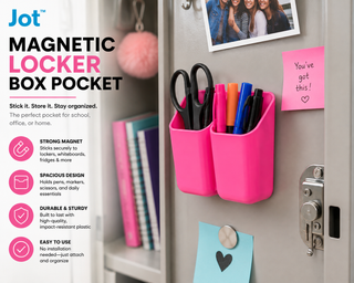 Jot Magnetic Locker Box Pocket – Pink 2-Compartment Organizer