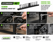 Pittsburgh 10-Piece 10mm Essential Socket Set – 1/4", 3/8" & 1/2" Drive