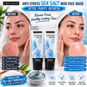 Freeman Anti-Stress Sea Salt Mud Face Mask – 2 Pack | Deep Cleansing & Refreshing Facial Treatment