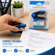 Mini Stapler Set with 500 Staples – Compact Blue & Black
