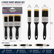 3-Piece Paint Brush Set – 1", 1.5" & 2" Brushes for Walls, Trim & DIY Projects