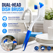 Dual-Head Dish Brush – Heavy-Duty Kitchen Cleaning Brush with Comfort Grip Handle