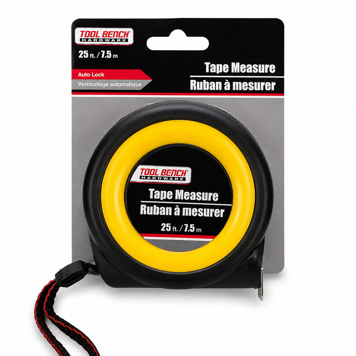 25 Ft Auto Lock Tape Measure – Compact Measuring Tape with Easy-Read Blade