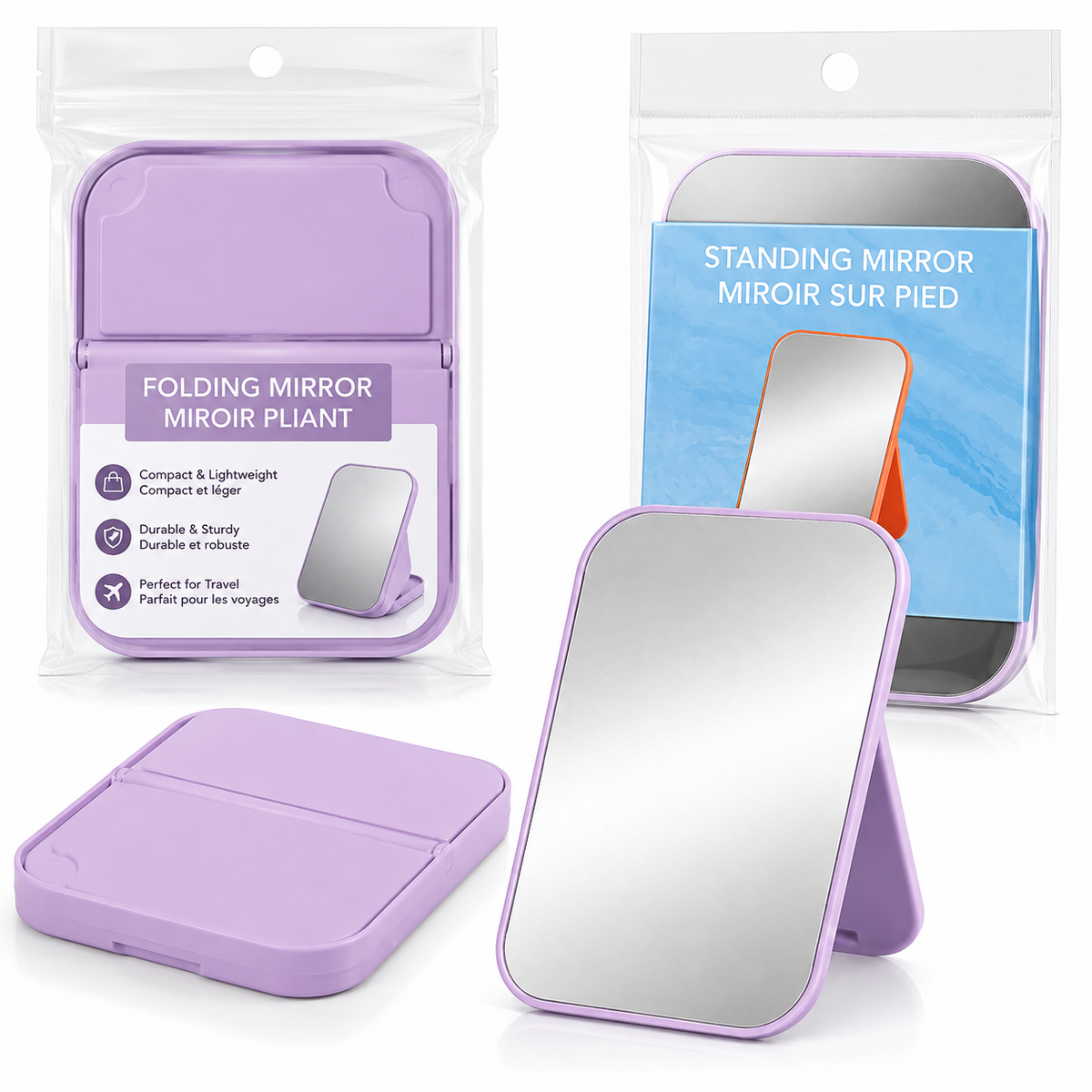Portable Folding Standing Mirror – Compact Vanity Mirror for Makeup, Travel & Daily Use