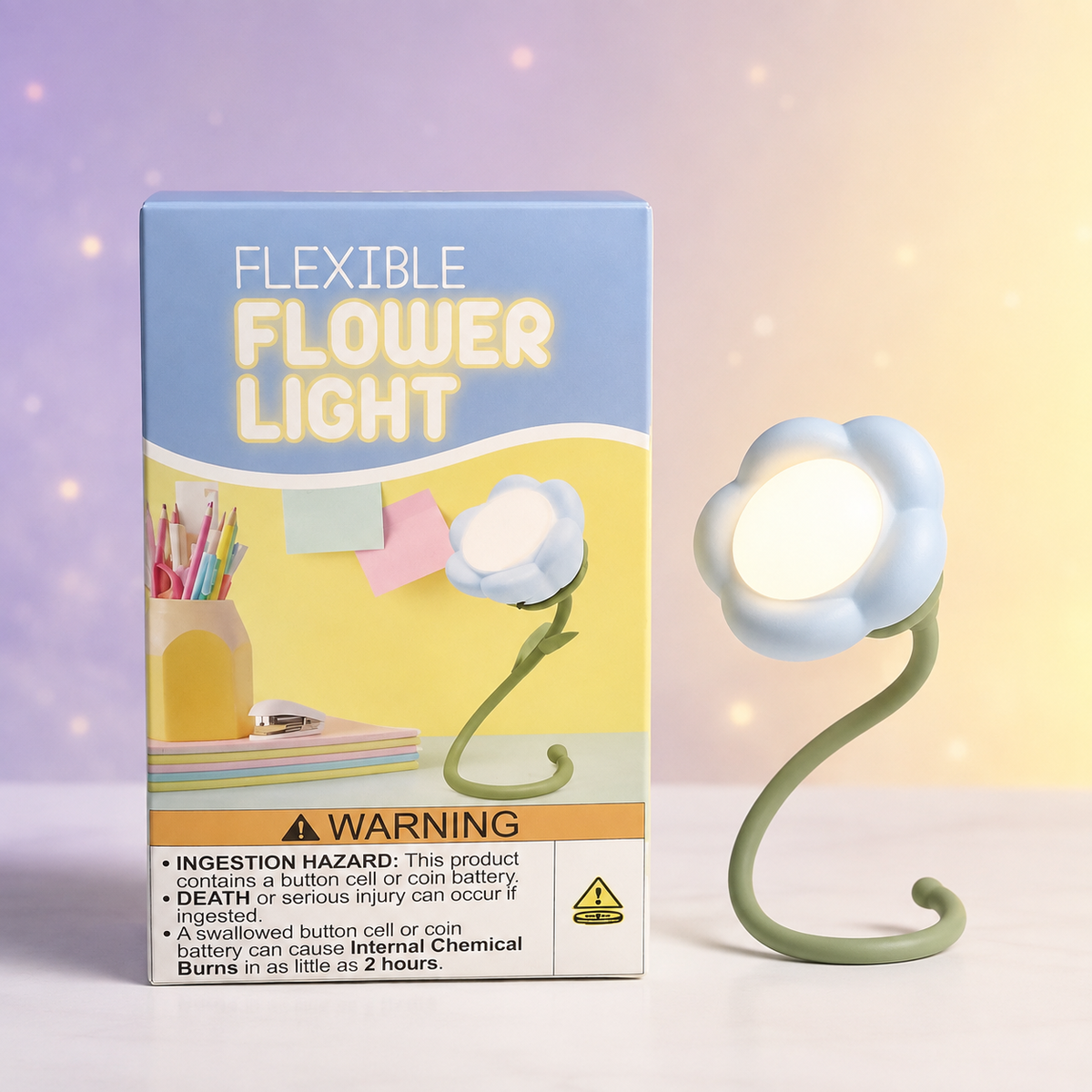Flexible Flower Bedside Night Light – Bendable Warm & White LED Lamp