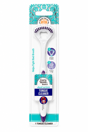 Guru Nanda Basics Dual Action Tongue Cleaner – Tongue Scraper & Brush for Fresh Breath – 1 Count