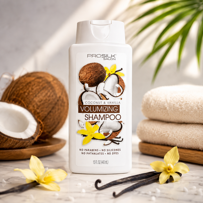 ProSilk Salon Coconut & Vanilla Volumizing Shampoo – 15 fl oz | Lightweight Volume & Shine