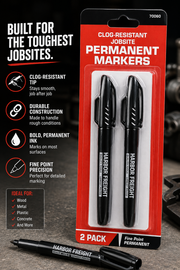 2-Pack Clog-Resistant Permanent Jobsite Markers – Fine Point, Long-Lasting Ink for Wood, Metal, Plastic & Concrete