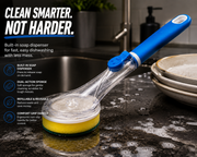 Soap Dispensing Dish Brush with Refillable Handle – Built-In Soap Dispenser Kitchen Scrubber Sponge for Dishes, Pots & Pans