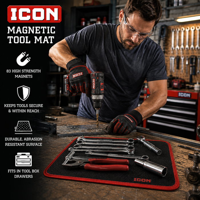 ICON Magnetic Tool Mat – Heavy-Duty Magnetic Organizer for Tools, Hardware & Fasteners