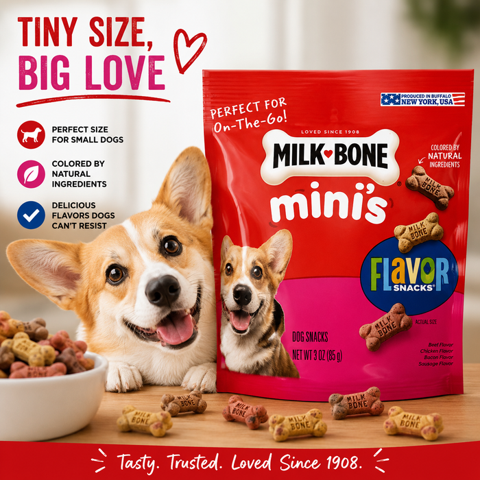 Milk-Bone Minis Flavor Snacks Dog Treats – Assorted Flavors, 3 oz
