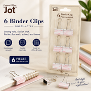 Jot 6-Piece Decorative Binder Clips – Pink Marble Office & School Clips
