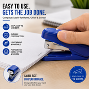 Compact Blue Mini Stapler – Lightweight Stapler for Home, School & Office
