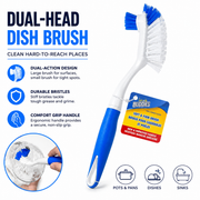 Dual-Head Dish Brush – Heavy-Duty Kitchen Cleaning Brush with Comfort Grip Handle