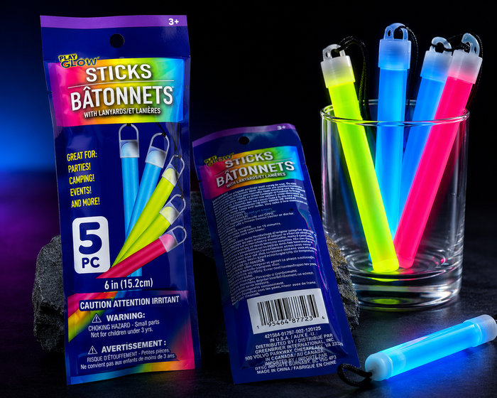 Play Glow Glow Sticks with Lanyards – 5-Pack 6-Inch Glow Sticks for Parties, Camping & Events