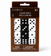 Classic Games 15-Piece Game Dice Set – Black & White Dice for Board Games, Yahtzee, Bunco & Family Game Night
