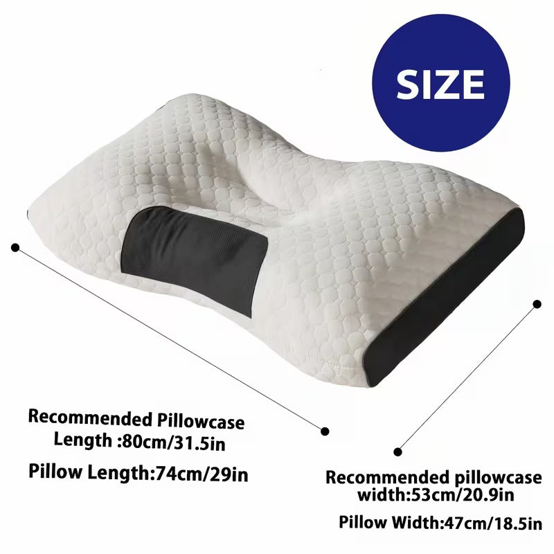Ergonomic Contoured Neck Pillow with Soft Quilted Cover – Cervical Support for Side & Back Sleepers