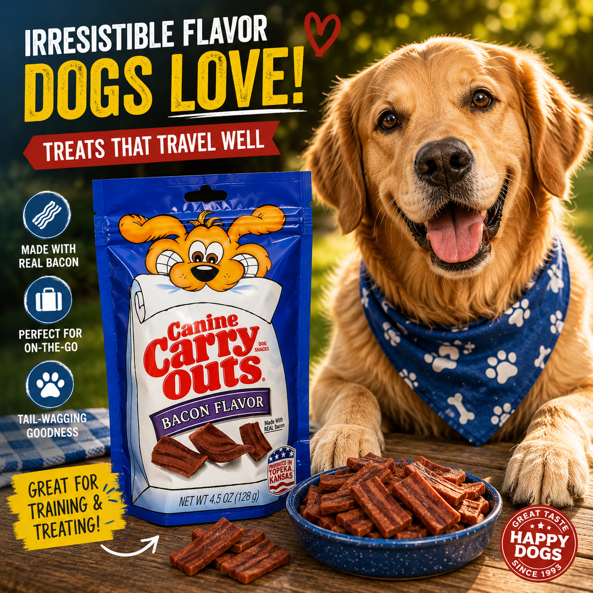 Canine Carry Outs Bacon Flavor Dog Treats – 4.5 oz