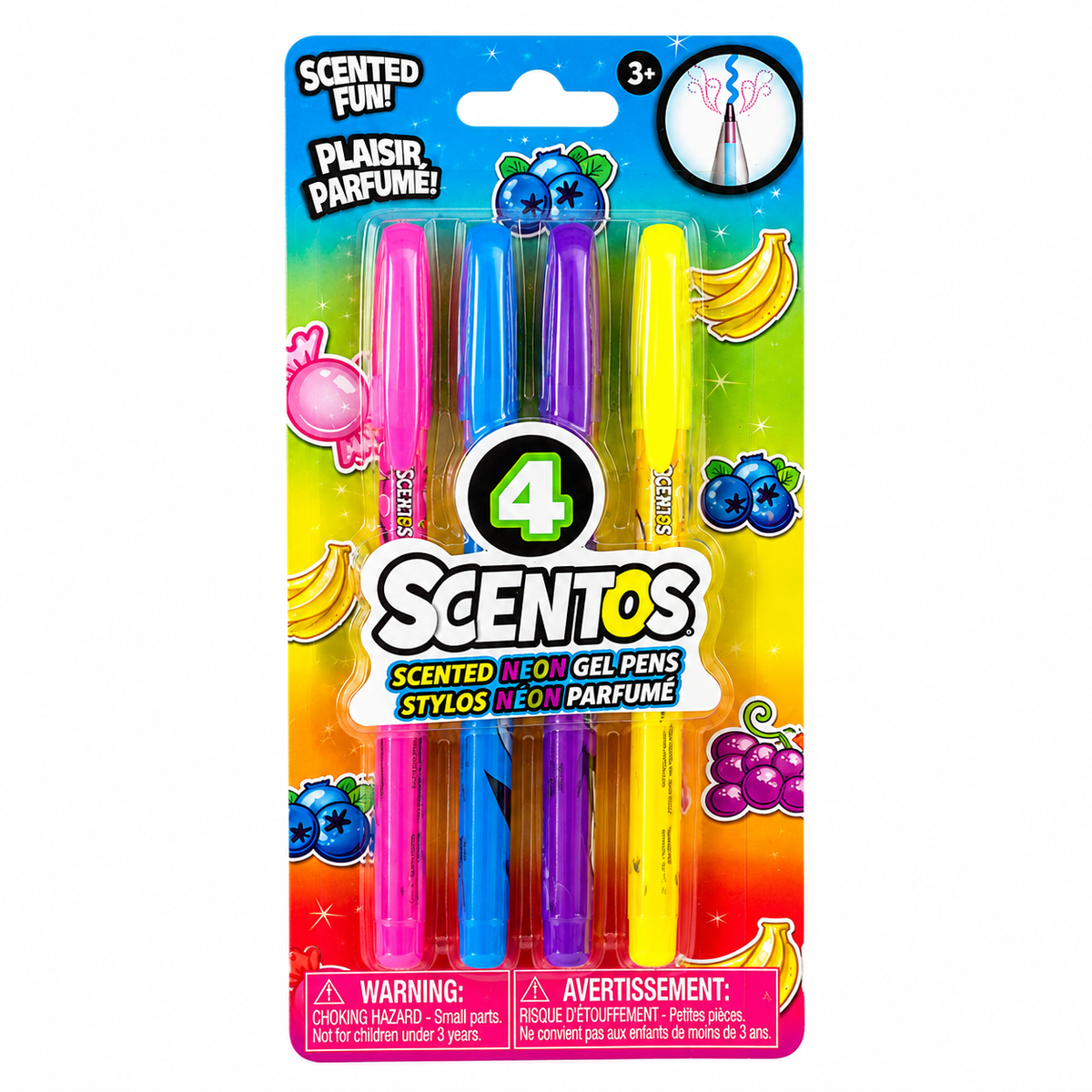 Scentos Scented Neon Gel Pens – 4 Pack, Assorted Colors