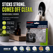 3-Pack Removable Adhesive Hooks – Strong Hold, No Drilling