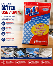 Brillo Basics Reusable Multi-Use Cleaning Wipes – 9 Count