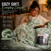 Ultra-Soft Plush Throw Blanket – Sage Green Leaf Pattern, 50" x 60"