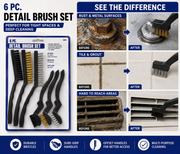 6-Piece Detail Brush Set – Steel, Brass & Nylon Cleaning Brushes for Rust, Metal & Tile