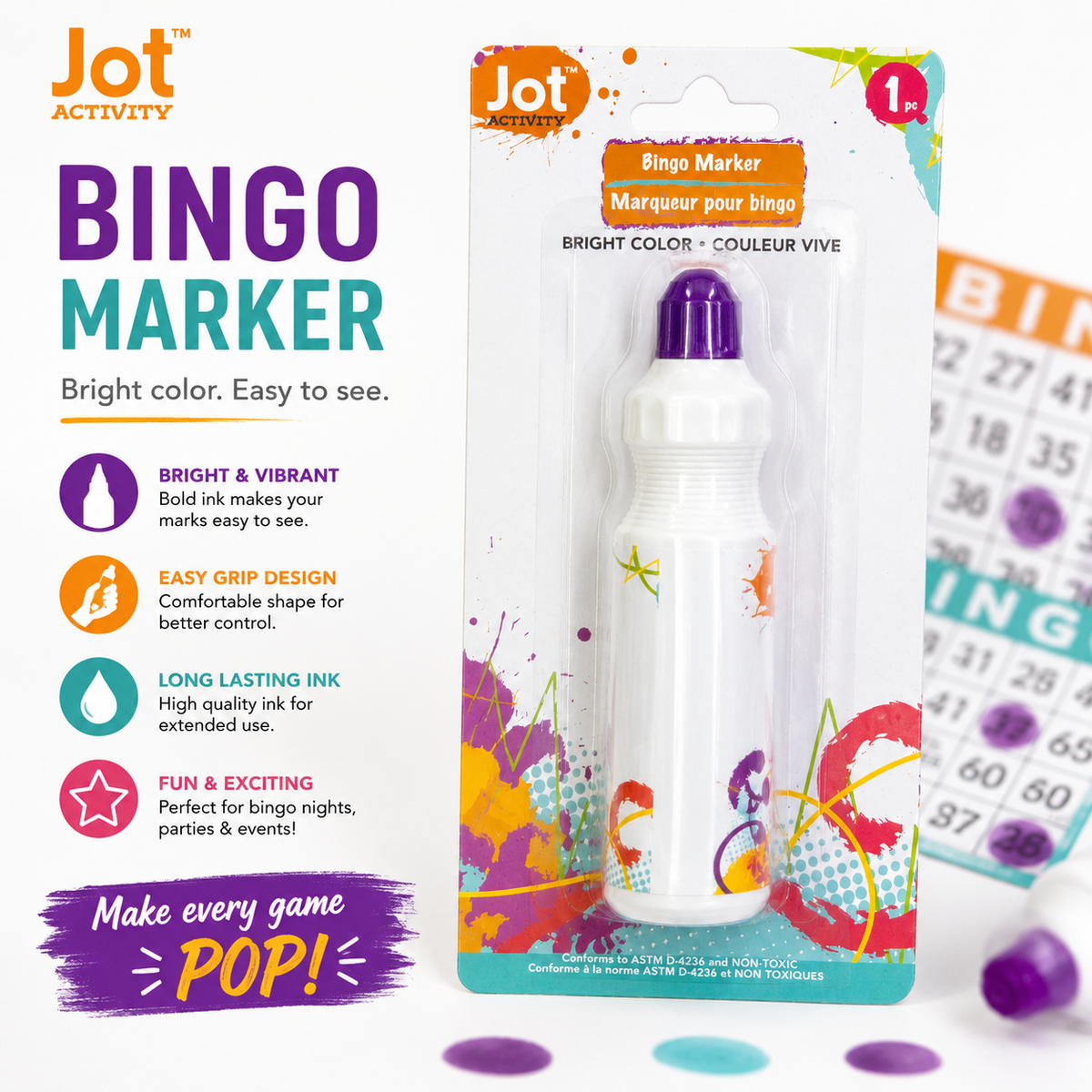Jot Bingo Marker – Bright Purple Ink Dauber