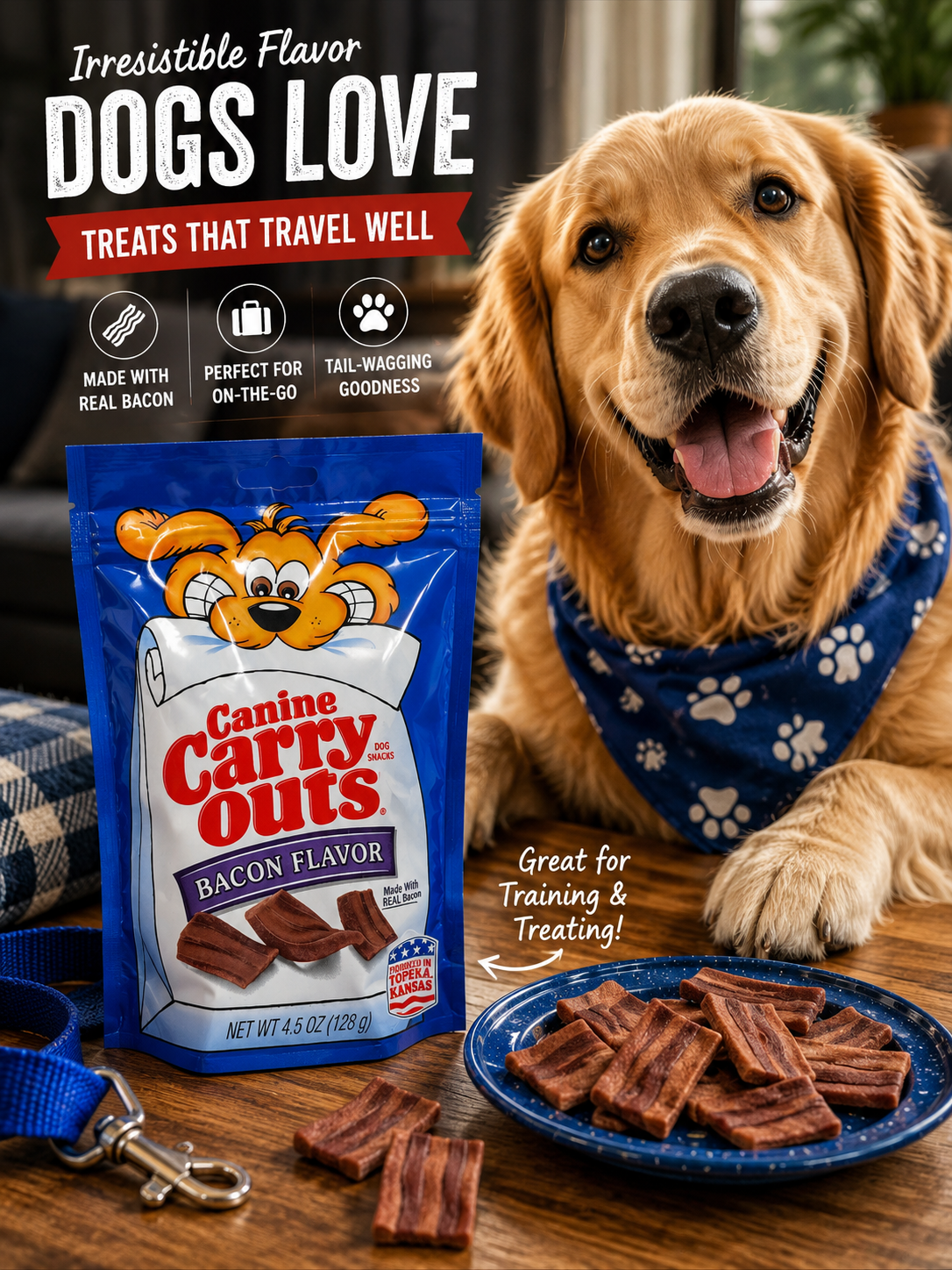 Canine Carry Outs Bacon Flavor Dog Treats – 4.5 oz