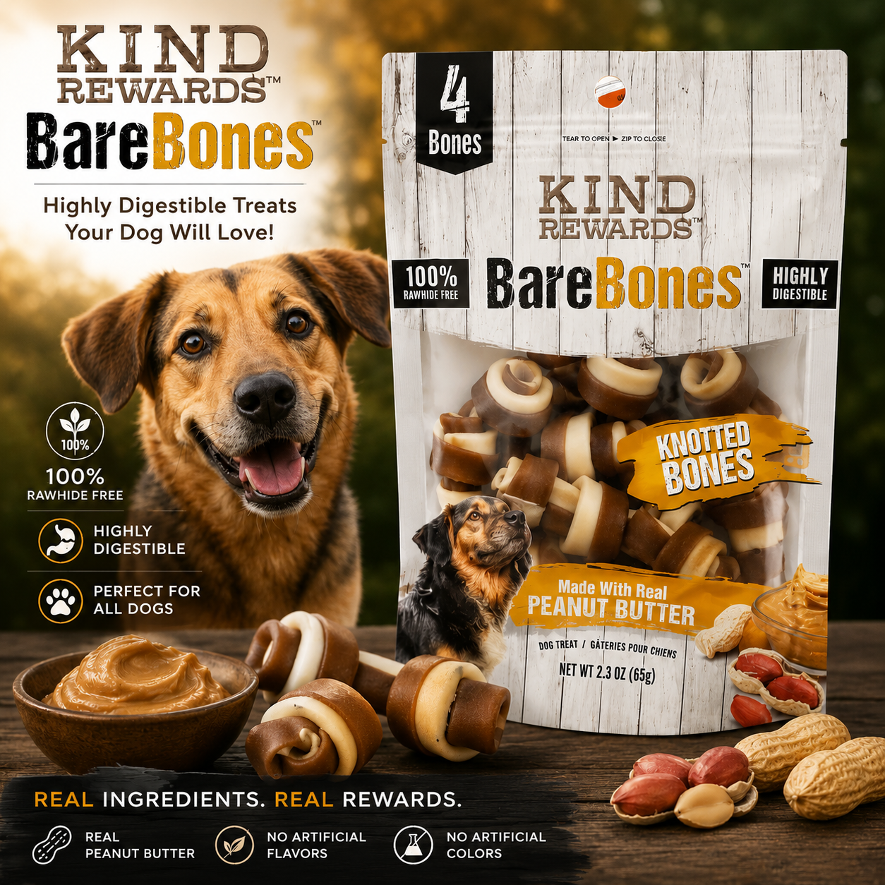 Peanut Butter Knotted Dog Treats