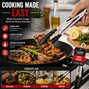 Stainless Steel Kitchen Tongs with Locking Handle – 11.5"