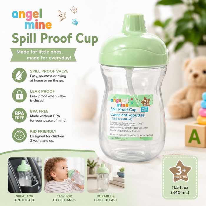 Angel of Mine Spill-Proof Cup – 11.5 oz Kids Training Cup, BPA-Free