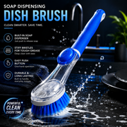 Soap Dispensing Dish Brush with Built-In Soap Reservoir – Non-Slip Handle, Stiff Bristles for Pots, Pans & Dishes