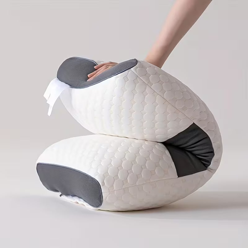 Ergonomic Contoured Neck Pillow with Soft Quilted Cover – Cervical Support for Side & Back Sleepers