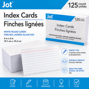 Jot White Ruled Index Cards – 4" x 6", 125 Count