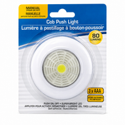 80 Lumen COB LED Push Light – Battery Powered Stick-On Wall & Closet Light, Easy Install
