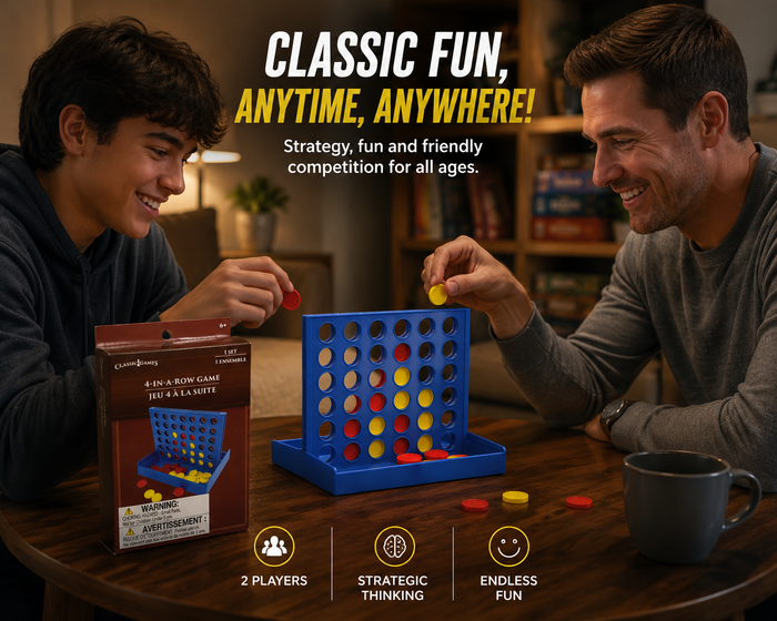 Mini 4-in-a-Row Travel Game – Classic Strategy Fun