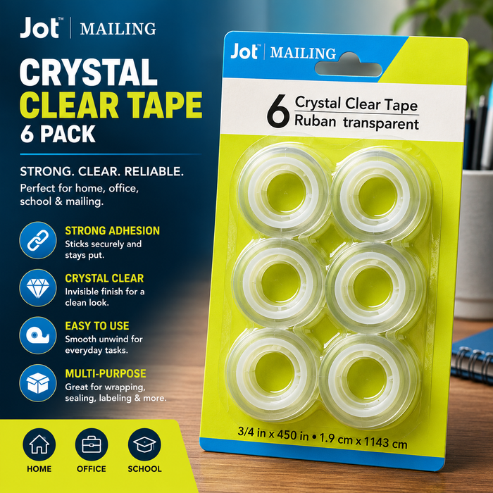 Jot Crystal Clear Tape – 6 Pack, 3/4 in x 450 in