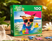 Puzzle Bug 100-Piece Dog Beach Puzzle – Fun Jigsaw Puzzle