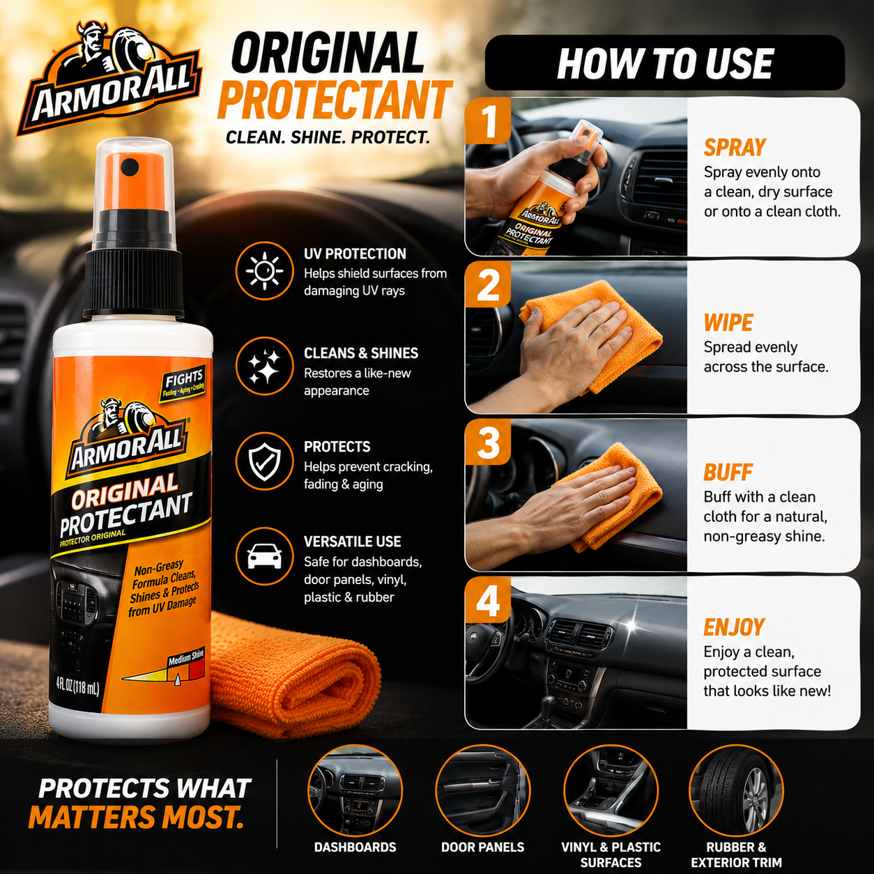 Armor All Original Protectant Spray 3 Pack – 4 oz Each