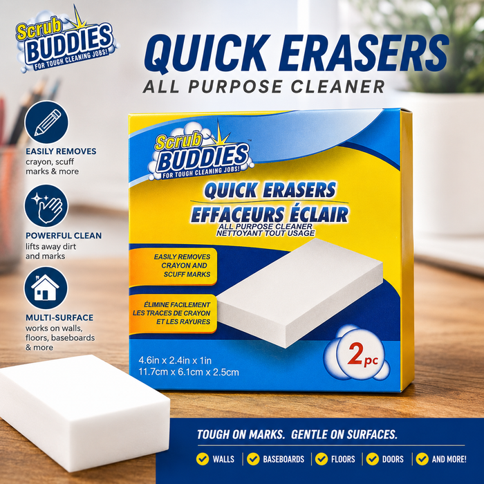 Scrub Buddies Quick Erasers – 2 Pack All-Purpose Cleaning Sponges