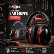 RANGER Foldable Ear Muffs – 26 dB NRR Hearing Protection with Adjustable Headband